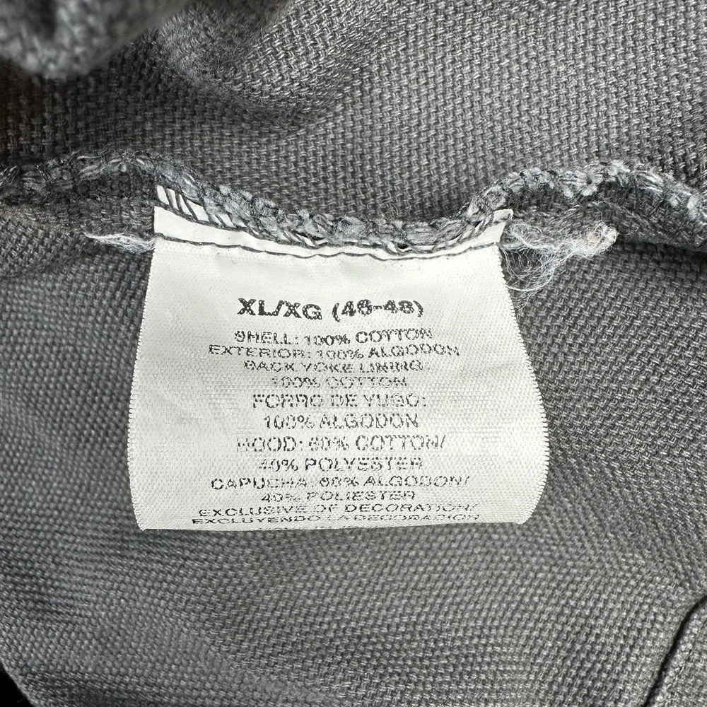 Wrangler Workwear Snap Shirt Hooded Jacket XL Gray Canvas (Drawstring Removed)